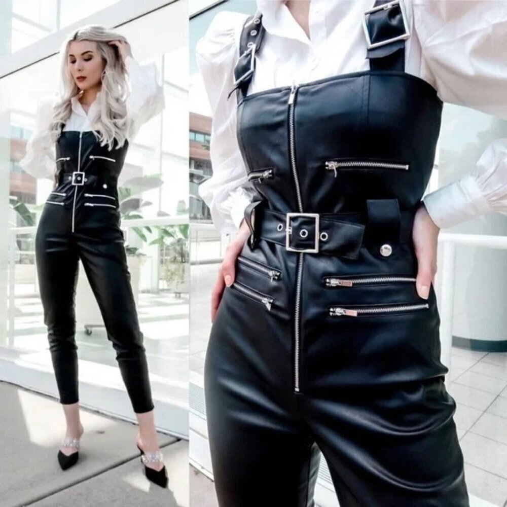 NEW WeWoreWhat Faux Leather Catsuit Jumpsuit Overalls Size XS - Picture 13 of 13